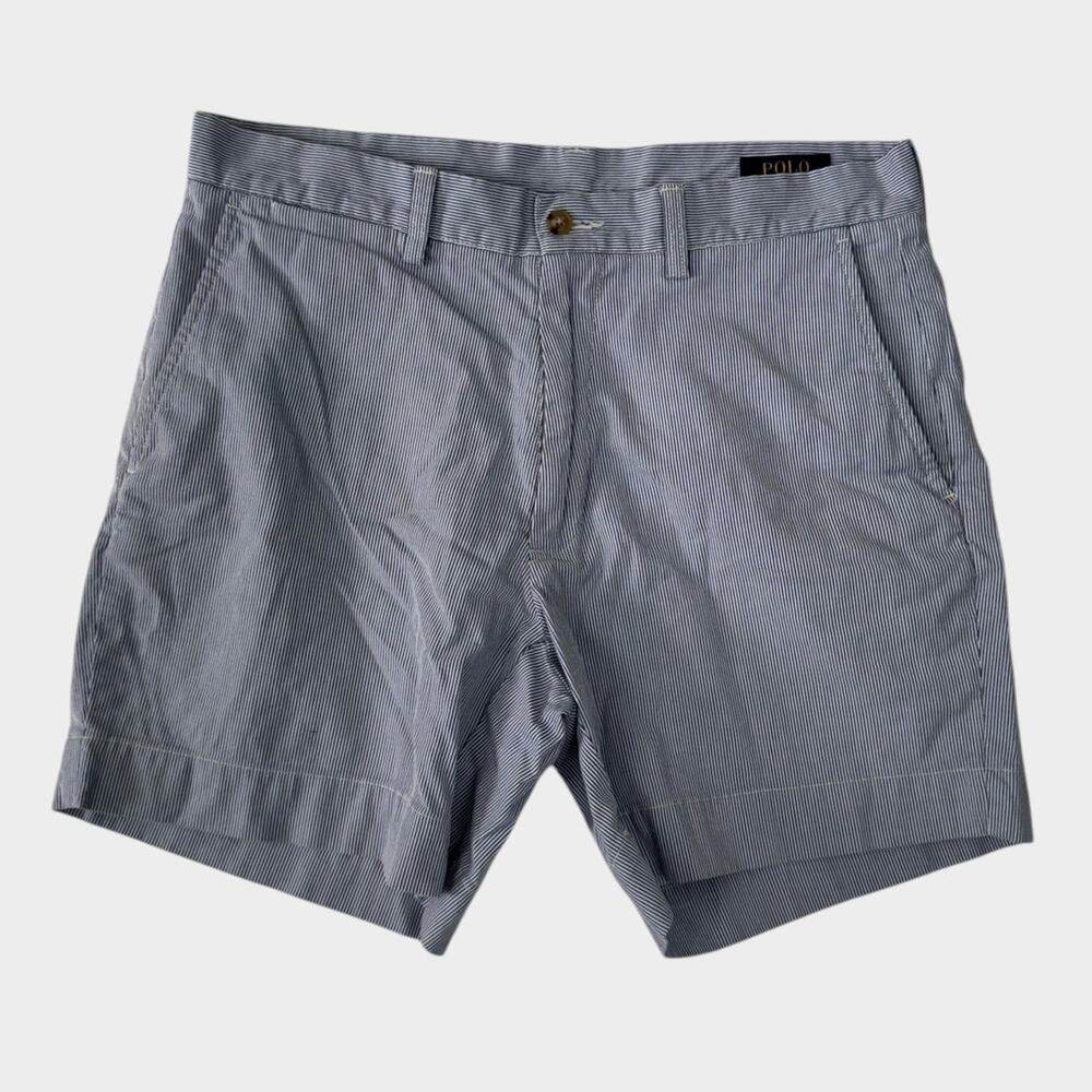Polo Ralph Lauren Mens Size 31 Classic Fit 6" Navy Blue White Striped Shorts